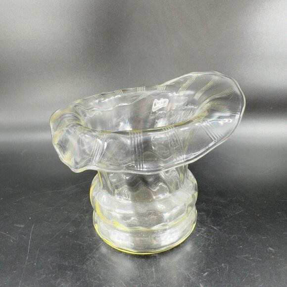 Antique Jack In The Pulpit Vase Bowl Transparent Light Yellow Glass Vintage Vase - Picture 12 of 13